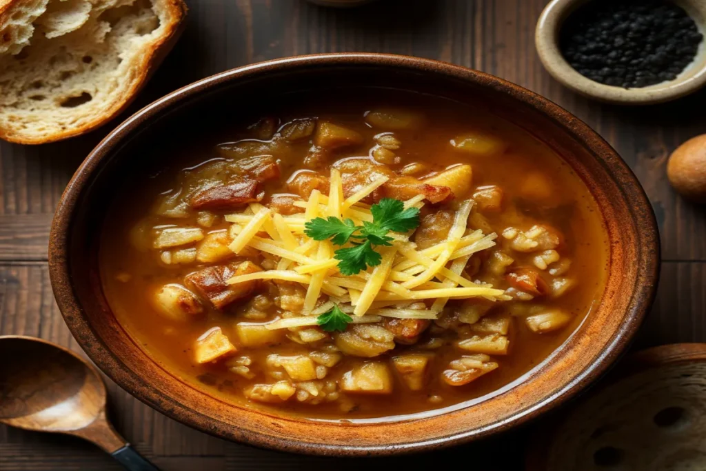 French Onion Soup with rice dish